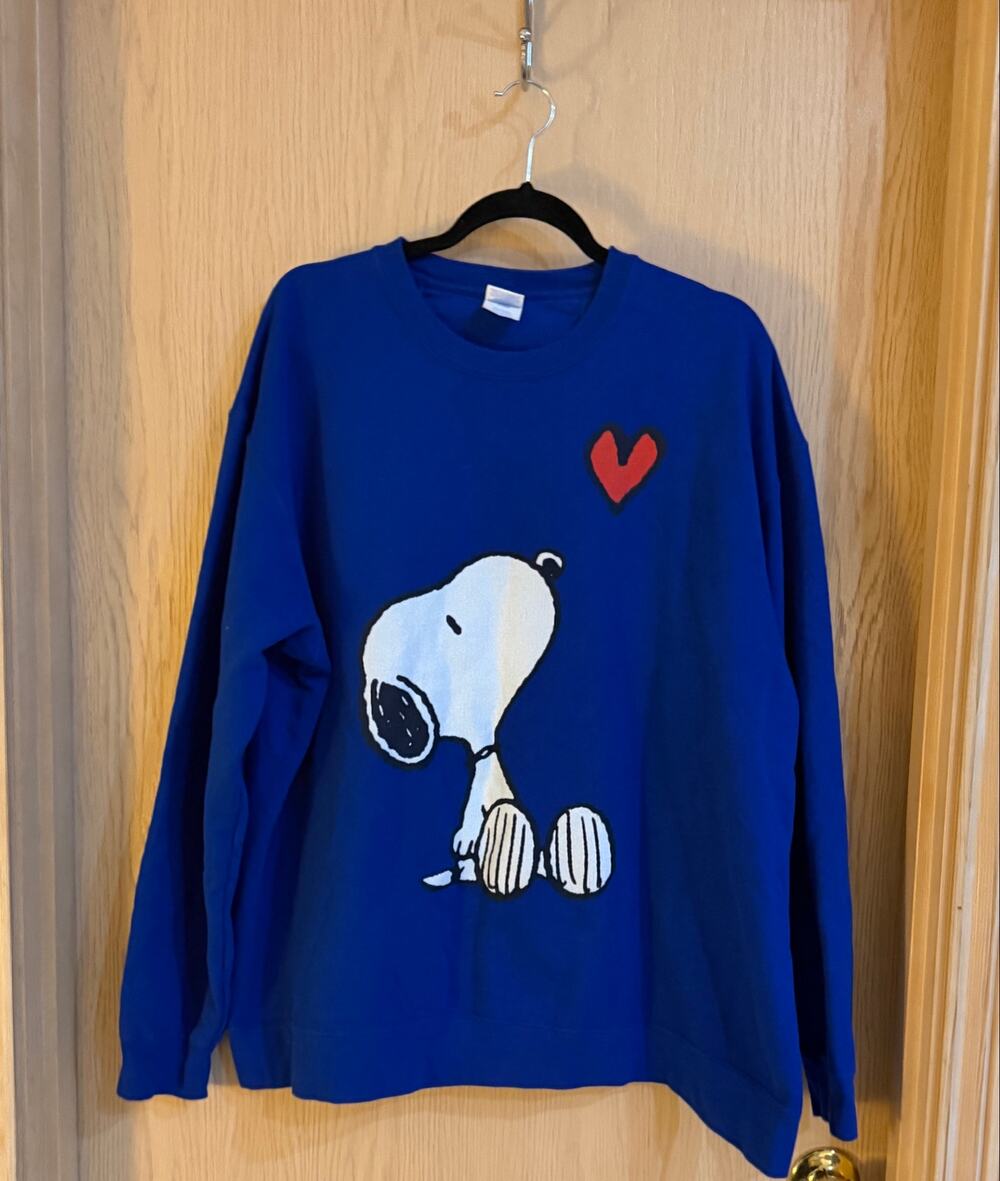 Peanuts Snoopy Heart Sweatshirt 2XL Royal Blue Graphic Crewneck